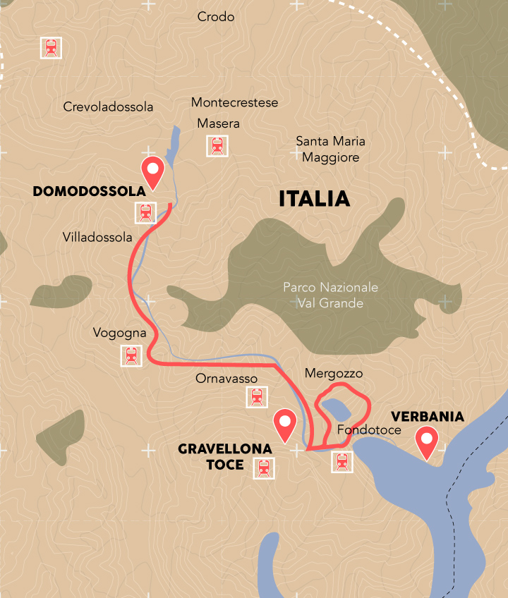 Mappa percorso Ciclovia del Toce