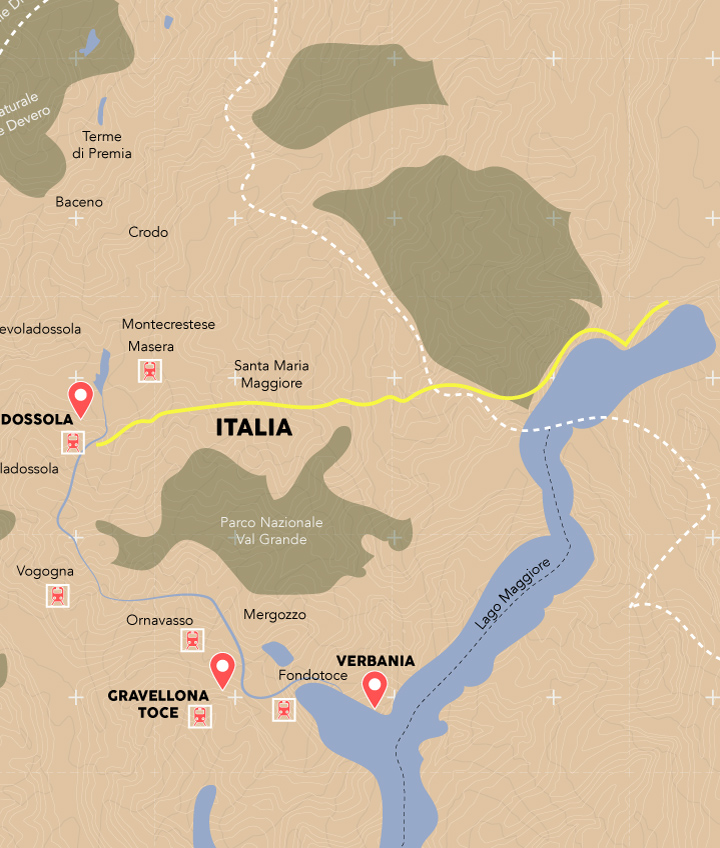 Mappa percorso La via del Toce